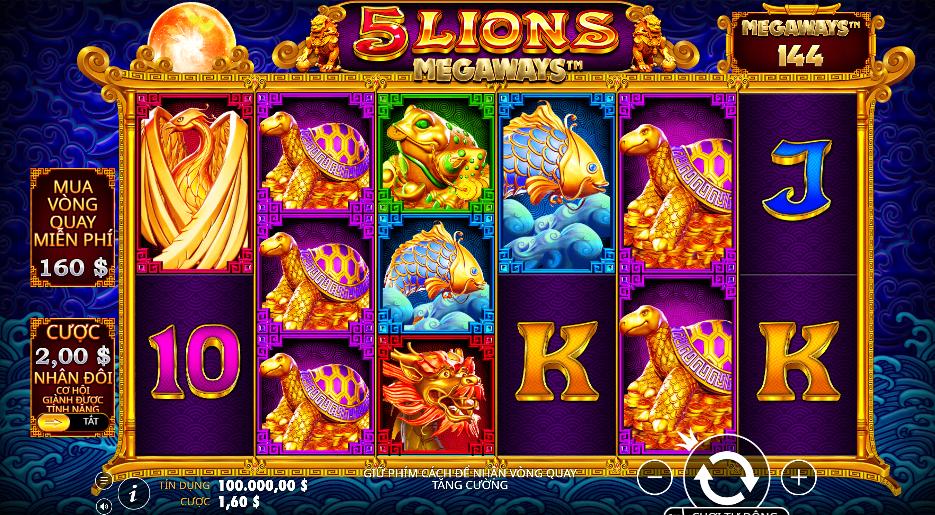 Thanh toán cực cao tại game slot nổ hũ 5 Lions Tobet88